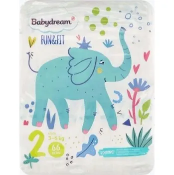 jednorázová plena BABYDREAM Fun&Fit plenky Mini 2, 3-6 kg 66 ks