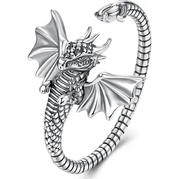 Prsten Nastavitelný stříbrný dračí prsten s křídly | prsten, šperk - CQR1133-E