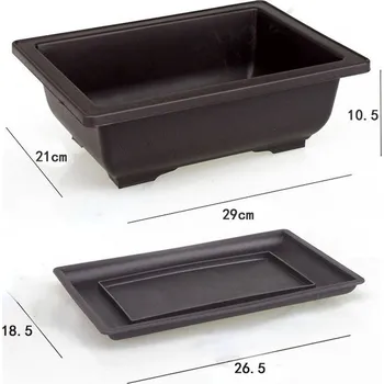 Květináč Plastový bonsai květináč s miskou | truhlík 1+1 ks - Obdélník-L , Květináč x Zásobník