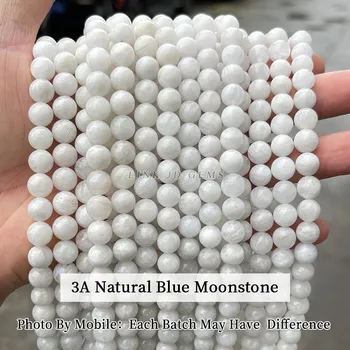 Měsíční kámen přírodní korálky | šperky - 3A Modrý měsíční kámen , 9-10mm approx 36pcs