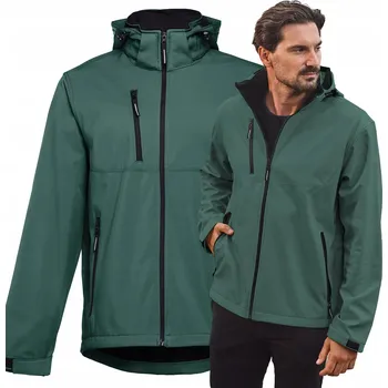 Pánská softshellová bunda Pánská nepromokavá bunda SOFTSHELL s odepínací fleecovou podšívkou a kapuce, zelená, velikost M
