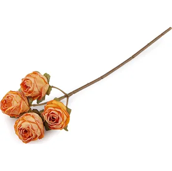 umělá květina Umělá růže vintage, střední, 7 oranžová