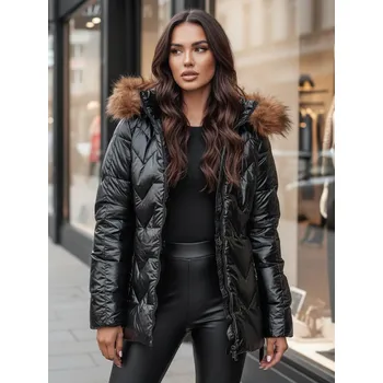 Černá lesklá krátká bunda LANE TY4515z Velikost: XL