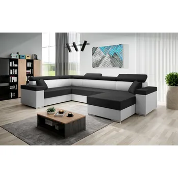 Sedací souprava Rozkládací sedací souprava do U LEXIA - bílá / černá, levý roh