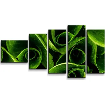 Obraz Sablio Obraz - 5-dílný Zelené listy - 100x60 cm