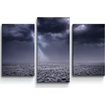 Obraz Sablio Obraz - 3-dílný Bouře nad mořem - 75x50 cm