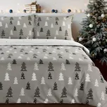 Vánoční flanelové povlečení 140x200 cm sada šedé se stromečky