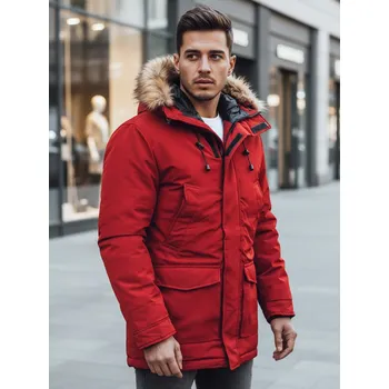 Pánská bunda parka zimní červená Dstreet TX2995z Barva: Červená, Velikost: L
