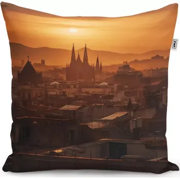 Polštář Sablio Polštář Barcelona Night Skyline - 40x40 cm