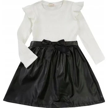 Dámské šaty ELEGANTNÍ ŠATY S PODSTAVCEM Z KOŽENÉHO BREEZE krémově černé 110 H107N