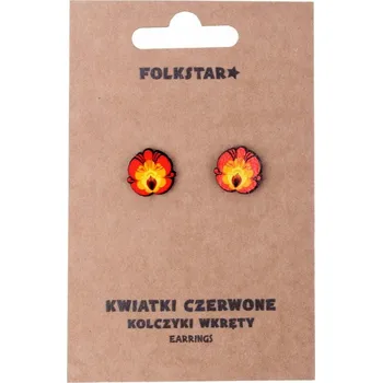 Náušnice NÁUŠNICE PEcky FOLK - KVĚTY Z ŁOWICZ - ČERVENÉ FOLKSTAR