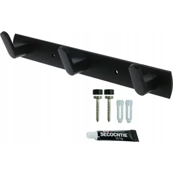 Věšák Nástěnný věšák se 3 háčky, černý držák, loft styl