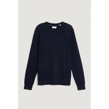 Pánský svetr SVETR GANT TEXTURED COTTON MERINO C-NECK EVENING BLUE