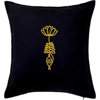 Polštář Symbol s květem (Moňas) - Polštář 50x50 - 50x50 - Včetně výplně ( Černá )