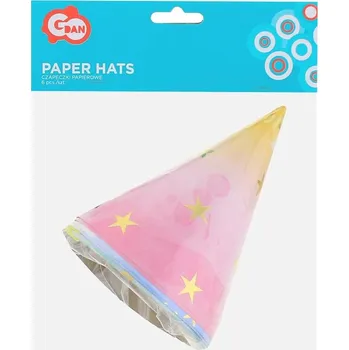 Party dekorace PAPÍROVÉ ČEPIČKY na oslavu pro děti BAREVNÉ s HVĚZDIČKAMI sada 6 KUSŮ