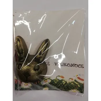 Velikonoční dekorace Kartička VESELÉ VELIKONOCE - zajíček - mosaz
