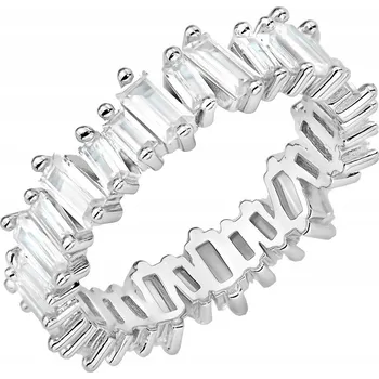 Prsten STŘÍBRNÝ PRSTÝNEK ryzost 925 Prsten Obdélníkový Bílý Zirkony vel. 12