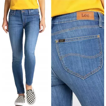 Dámské kalhoty LEE SCARLETT DÁMSKÉ JEANS KALHOTY ZÚŽENÉHO STŘIHU ÚZKÉ NOHAVICE W26 L31