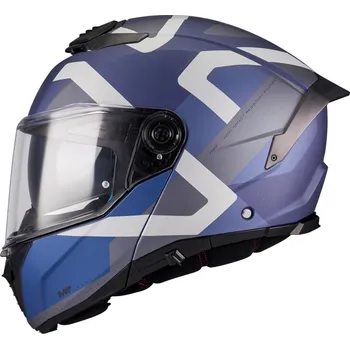 Helma na motorku MT Helmets Výklopná helma na motorku MT Atom 2 SV Dexter C2 matná modro-šedá M