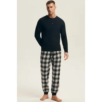 Pánské pyžamo Pánské pyžamo Henderson Noir - flanelová bavlna Černá L