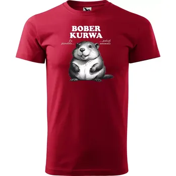 Sablio Tričko s potiskem BOBER KURWA - červené 5XL