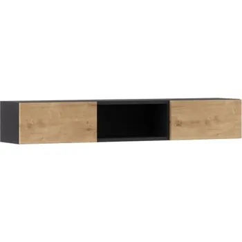 police Závěsná police do obývacího pokoje Lanzzi 120 - ELTAP Dub artisan/černý mat 120x20 cm