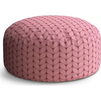 Taburet Sablio Taburet Circle Růžové pletení z vlny: 38x48 cm
