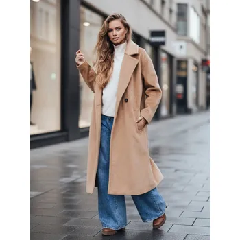 Dámský kabát Dámský dlouhý kabát LORINESS Dstreet TY5182z Barva: Béžová, Velikost: L