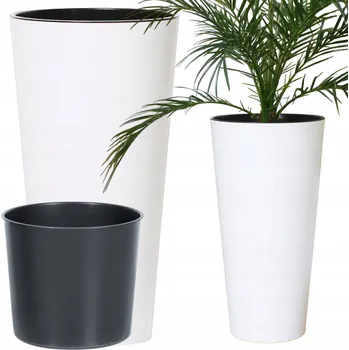 Květináč Květináč plast bílý DIKEL 20 cm x 20 x 38 cm