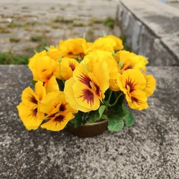 umělá květina Květinová vazba - macešky žluté