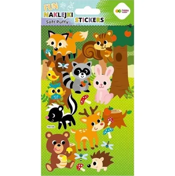 Set školních potřeb Naklejki 3D SOFT PUFFY FUN - Forest Animals, 110X205 mm, Happy Color