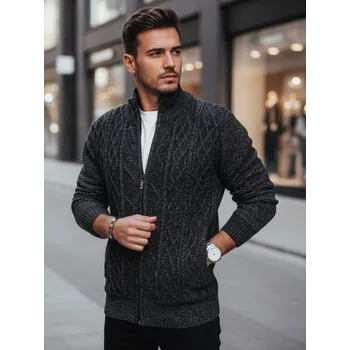 Pánský svetr Pánský svetr na rozepínání Dstreet WX2252z Barva: Šedá - tmavě, Velikost: 3XL