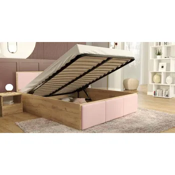 Postel Manželská postel PANAMA T 160x200 se zvedacím kovovým roštem DUB RŮŽOVÁ