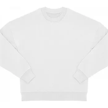 Pánská mikina B&C BE INSPIRED Těžká mikina s kulatým výstřihem 350 g/m² se spadlým ramenem a fleecem zevnitř Barva: Bílá, Velikost: XS BCWG001