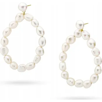 Náušnice STŘÍBRNÉ NÁUŠNICE ryzost 925 KRUHY s Perlami NA PUSKETU