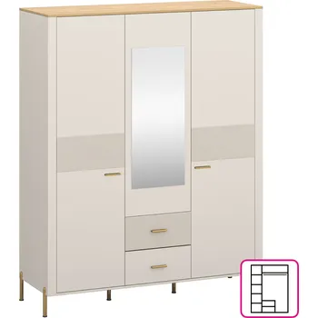 Ložnicová sestava Skříň se zrcadlem, kašmír/dub kamenný, RUNOL 3D2S