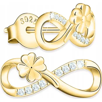 Náušnice Zlaté Náušnice Čtyřlístek Čtyřlístek 585 s Nekonečnem STŘÍBRO 925