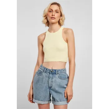Ladies Cropped Rib Top - softyellow XL