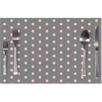 prostírání Sablio Prostírání Růžové puntíky na šedé: 40x30cm