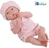 Panenka Berenguer Newborn realistická panenka s pevným tělem růžový obleček s puntíky