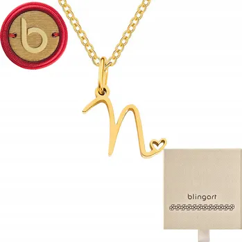 Náhrdelník Dámský pozlacený náhrdelník s přívěskem PÍSMENO N srdíčko ANKR ŘETÍZEK S NASTAVITELNOU DÉLKOU