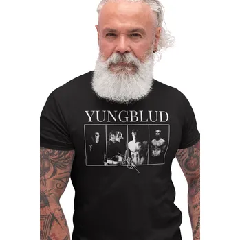 Pánské tričko TRIČKO YUNGBLUD S POTISKEM černé pánské tričko dárek pro něj rap L