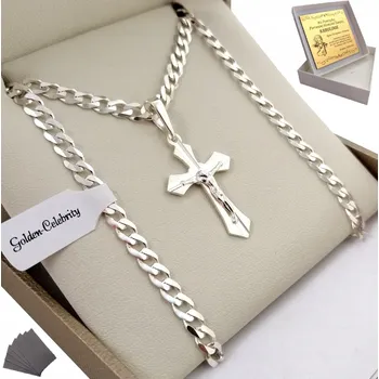 Řetízek STŘÍBRNÝ ŘETÍZEK S KŘÍŽKEM PRO CHLAPCE GRAVÍROVÁNÍ