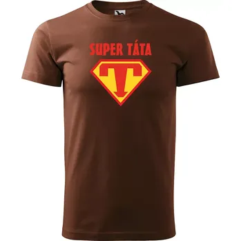 Pánské tričko Sablio Tričko s potiskem pro tátu SUPER TÁTA - hnědé S