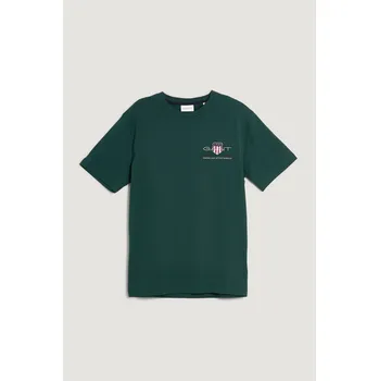 Pánské oblečení TRIČKO GANT REG ARCHIVE SHIELD EMB SS T-SHIRT TARTAN GREEN