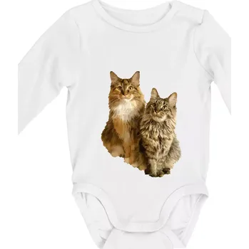 Kojenecký body Kočky vectorizované (Moňas) - Body kojenecké s dlouhým rukávem - Dlouhý r. do 3 měs ( Bílá )