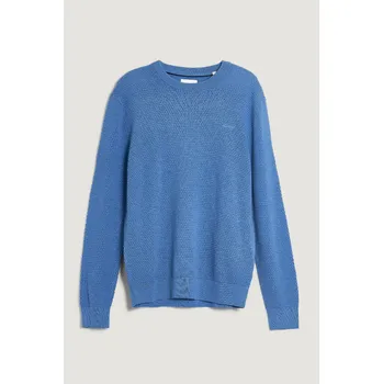 Pánský svetr SVETR GANT TEXTURED COTTON MERINO C-NECK DENIM BLUE MELANGE