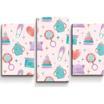 Obraz Sablio Obraz - 3-dílný Chrastítko a čepičky - 75x50 cm