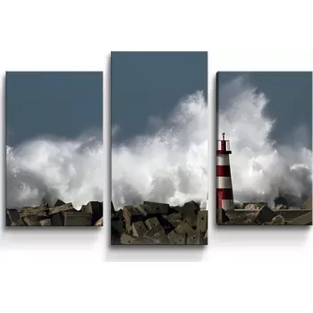 Obraz Sablio Obraz - 3-dílný Maják ve vlnách - 75x50 cm