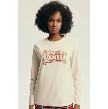 Dámské pyžamo Dámské pyžamo Henderson Dalisa - flanelová bavlna Červeno-krémová M